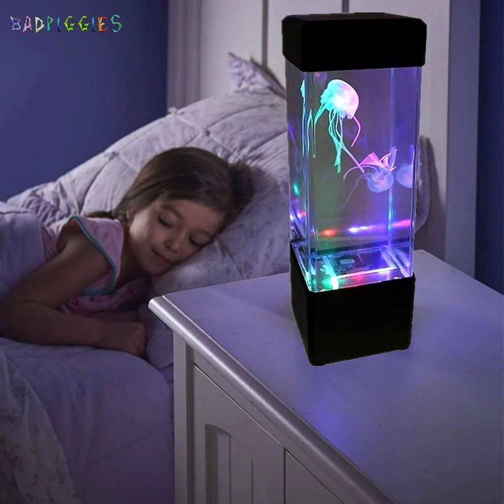 New Jellyfish Volcano Water Aquarium Fish Tank LED Light Lamp Home Room Decor 
