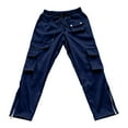 thumbnail image 4 of LpwkSSA Men's Elastic Drawstring Zipper Pants Multi Pocket Casual Work Pants Lightweight Breathable Comfortable Suitable for Outdoor School Street Wear Exercise Blue S, 4 of 5