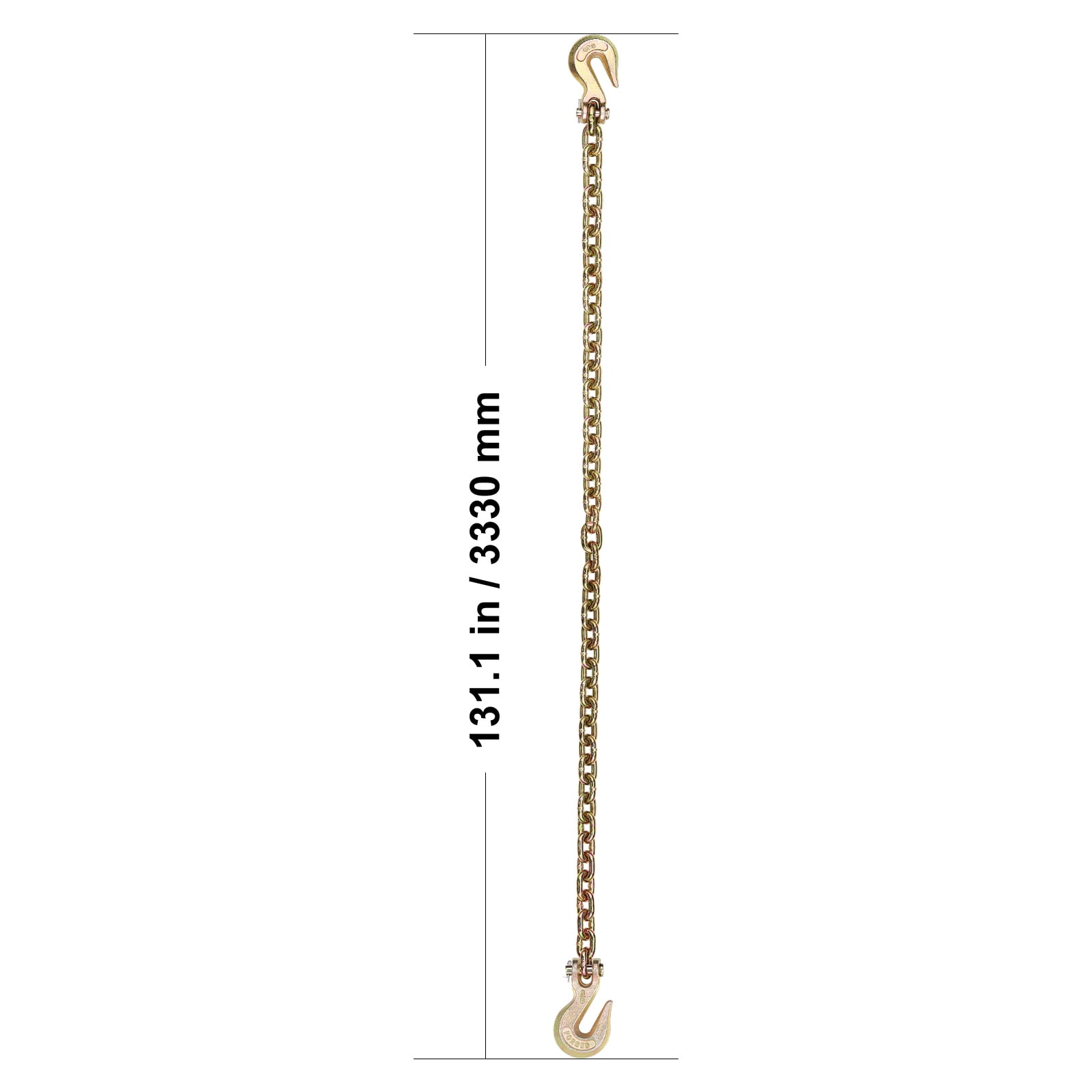 VEVOR G80 Transport Binder Chain, 3/8" x 10.3' Tow Chain with Clevis Grab Hooks, 7100 lbs Safe Working Load, Heavy Duty Trailer Logging Chain for Transporting Towing Truck Tie Down Binding Equipment