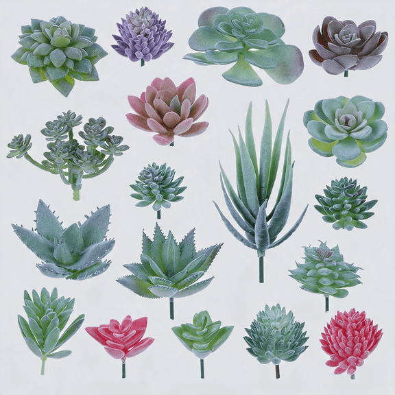 18 Pcs Fake Succulents Artificial Succulents Mini Unpotted Assorted Faux Plants for Crafts DIY Home Decor (1.5"-3.5" W)