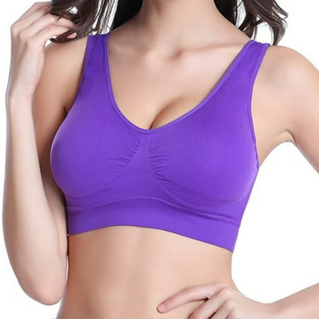 

Aayomet Bras For Women Women Soft Compression Full Supportive High Impact Yoga Sports Bra Plus Size Fitness Bra Purple XX-Large