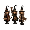 thumbnail image 2 of Vintage Wooden Base Witch Figurine Set 3 Pack Halloween Standing Witch Decor Rustic Fall Seasonal Table Centerpiece for Home Fireplace, 2 of 4