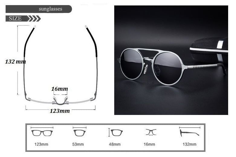 Mens Retro Round Sunglasses Aluminum Magnesium Frame Polarized Lenses with UV400 Protection Vintage Driving Eyewear