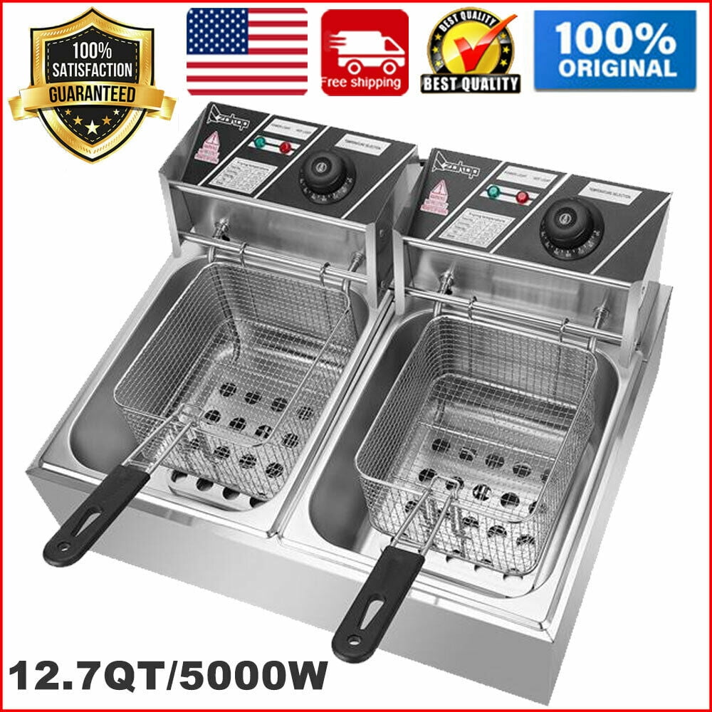 Electric Fryer Deep Fryer Deep Fat Fryers for Home Use Easy Clean 12.7QT/12L 5000W MAX Stainless Steel Electric Deep Fryer with Basket Commercial Deep Fat Fryer 