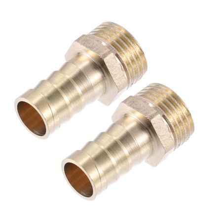 Unique Bargains 2 Pcs 14mm Outer Diameter Barbed to 1/2" BSP Hose Barb Tail Male Thread Brass Hose Fitting Connector