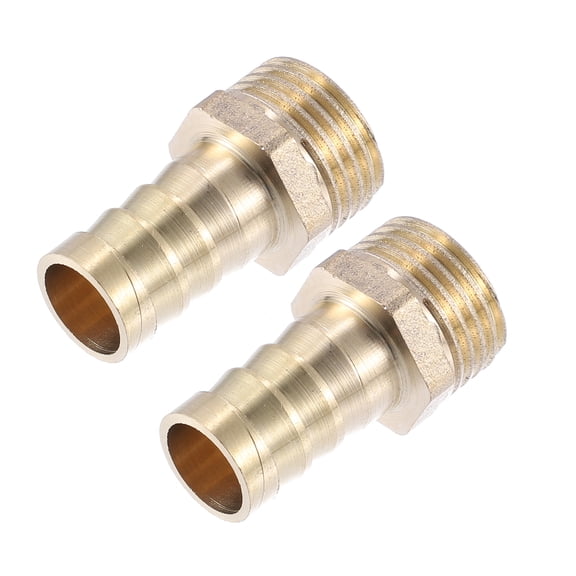 Unique Bargains 2 Pcs 14mm Outer Diameter Barbed to 1/2" BSP Hose Barb Tail Male Thread Brass Hose Fitting Connector