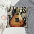 thumbnail image 2 of GOSMITH Vintage Quote Music Theme Decor Throw Pillow Covers Lettering Around Music Instruments Guitar Pattern Standard Pillowcase Decorative Couch Music Room Bed White, 2 of 5