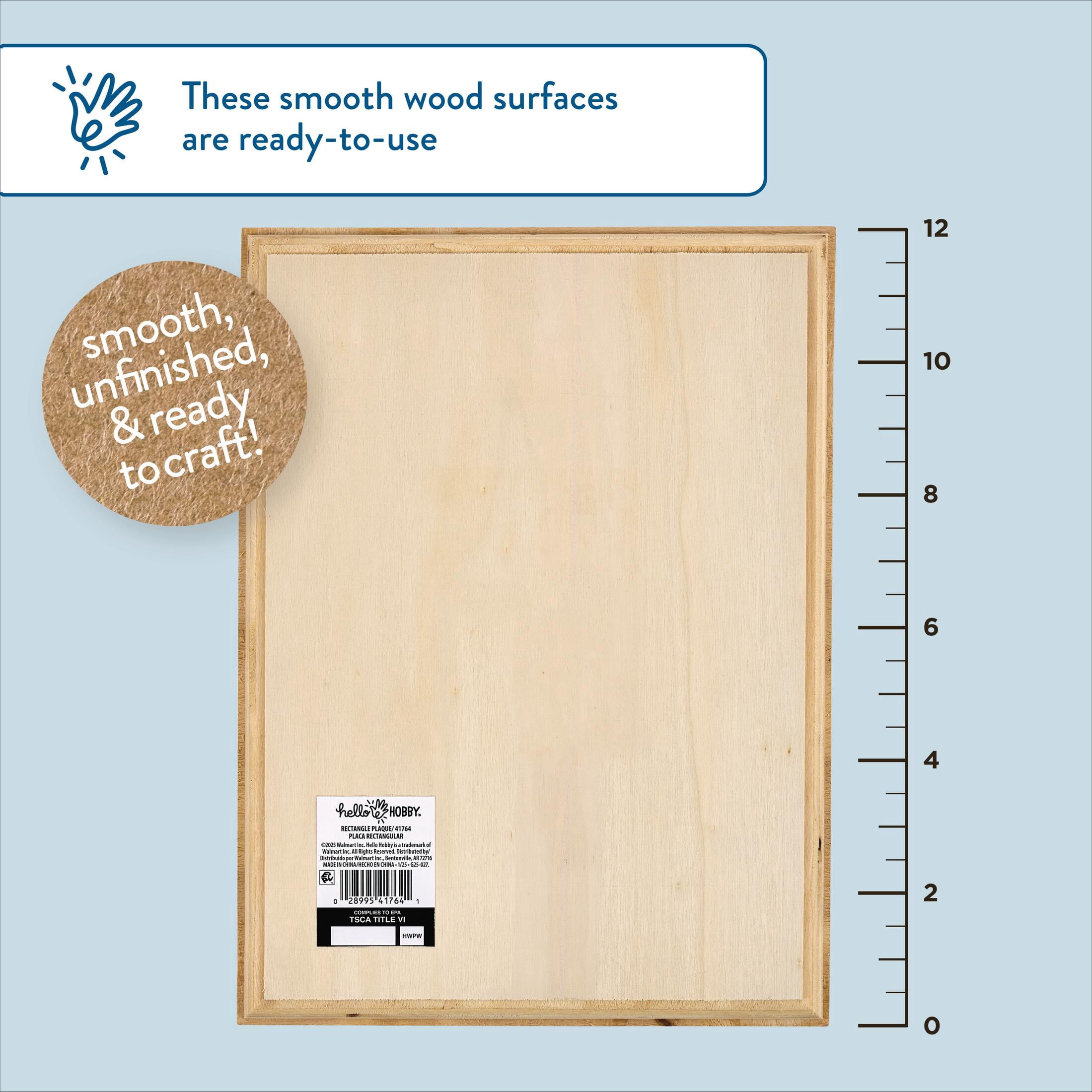 Hello Hobby Wood Rectangle Plaque, 9" x 12"