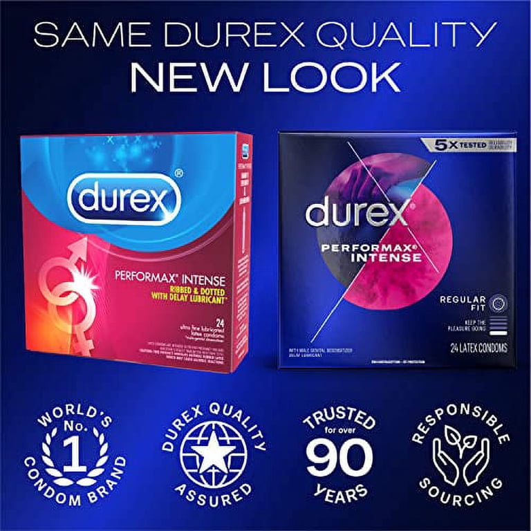Durex Performax Intense Natural Rubber Latex Condoms, Regular Fit