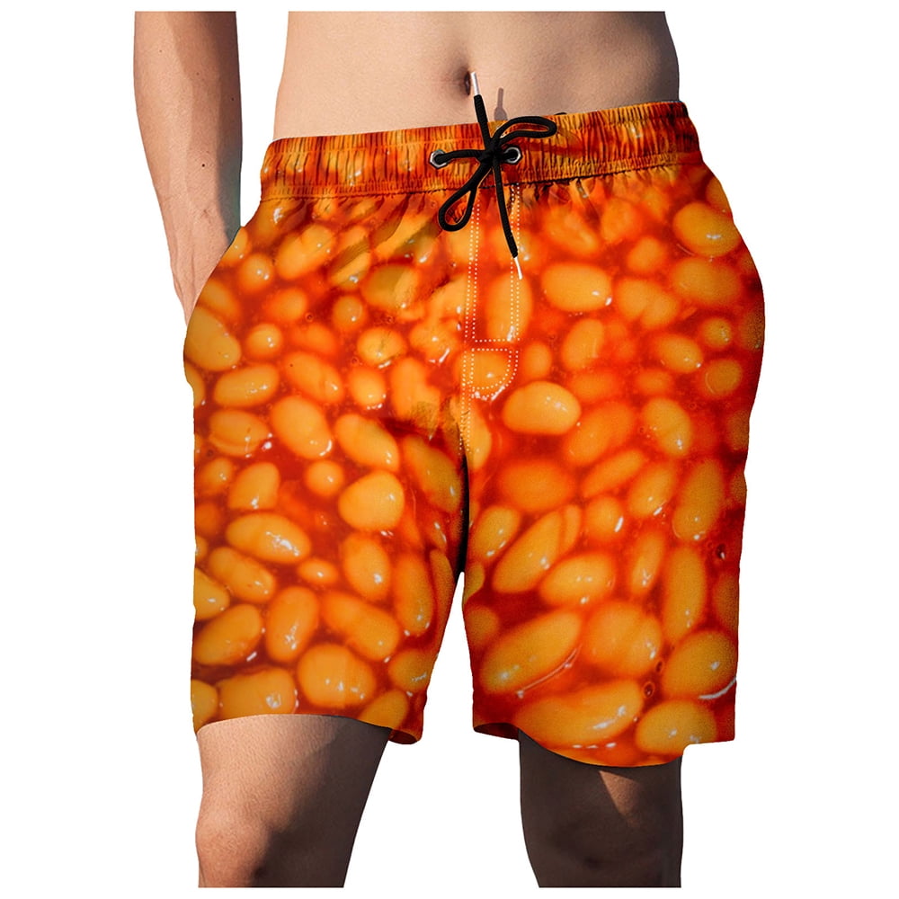 Abcnature Men's Athletic Shorts, Sports Gym Running Short Pants, Men's Food Realistic 3D Printed