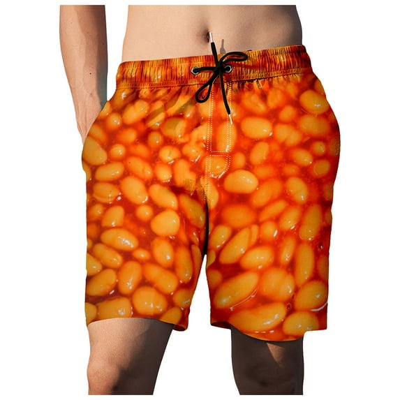 Abcnature Men's Athletic Shorts, Sports Gym Running Short Pants, Men's Food Realistic 3D Printed Summer Shorts, Beach Shorts, Beach Swim Shorts, Cargo Casual Hiking Shorts Orange 3XL