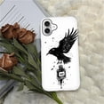 thumbnail image 7 of Case for iPhone 16 Case, Hybrid 2-Layer Silicone Protective Glossy Case for Girl Women Case for iPhone 16 Cool Raven Fly from Ink Pattern, 7 of 7