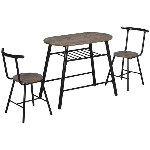 HOMCOM 3-Piece Dining Table and Chairs Set, Kitchen Table with 2 Chairs