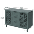 thumbnail image 3 of Tcbosik Buffet Sideboard with 2 Doors and 3 Drawers, 47.2" Storage Cabinet with Adjustable Shelf, Coffee Bar Cabinet, Credenza for Kitchen, Dining Room, Dark Green, 3 of 8