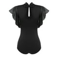 thumbnail image 4 of YONGHS Womens Mock Neck Ballet Dance Bodysuit Short Sleeve Cutout Back Dance Leotard Black L, 4 of 7