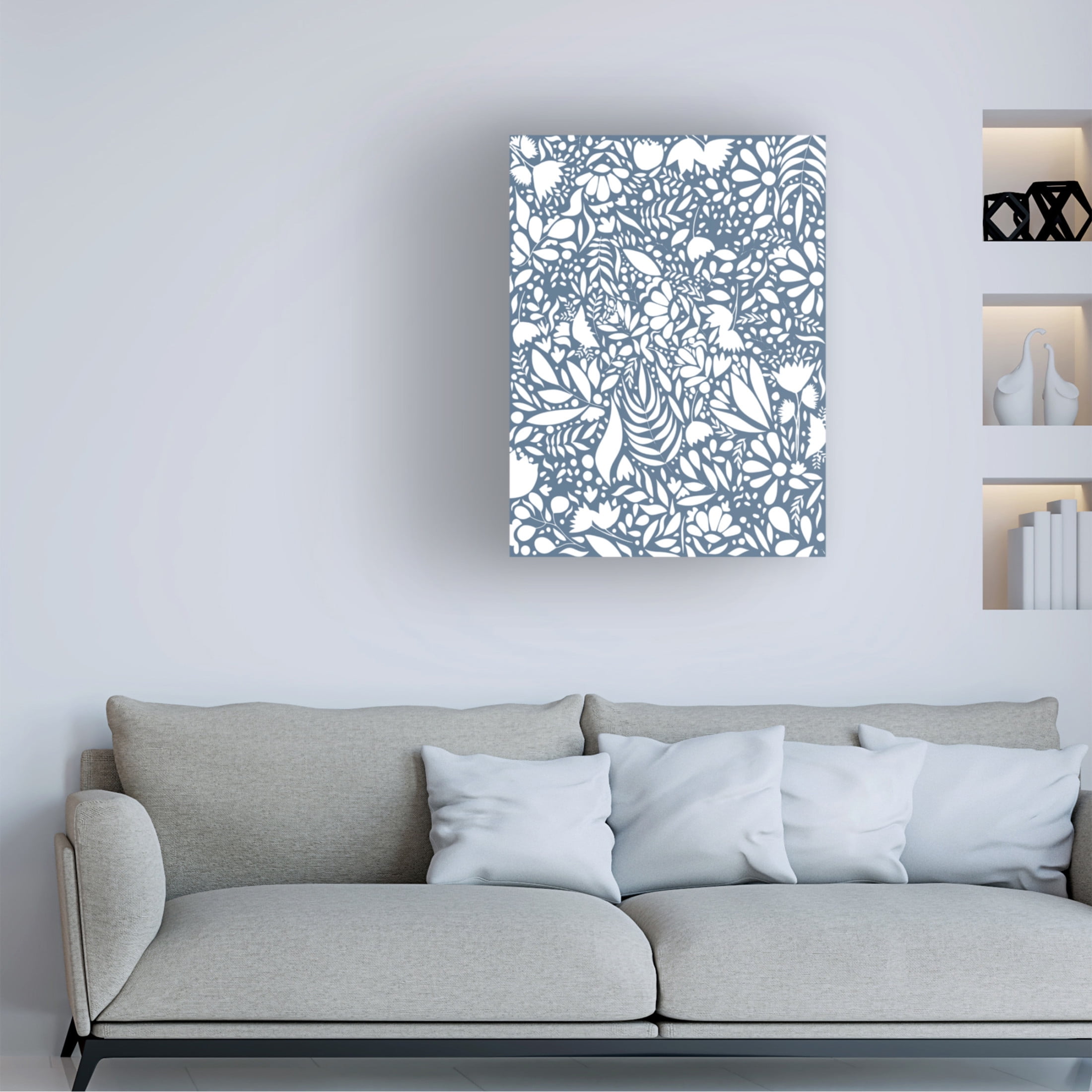 Trademark Fine Art Sarah Manovski  Scandi blue white pattern 1 Canvas Wall Art