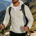 thumbnail image 4 of Men's Full Zip Hooded Windbreaker Lightweight Outdoor Hiking Jacket UPF Cooling Mesh Patchwork Quick Dry for Golf Fishing Size 3XL White-A, 4 of 7
