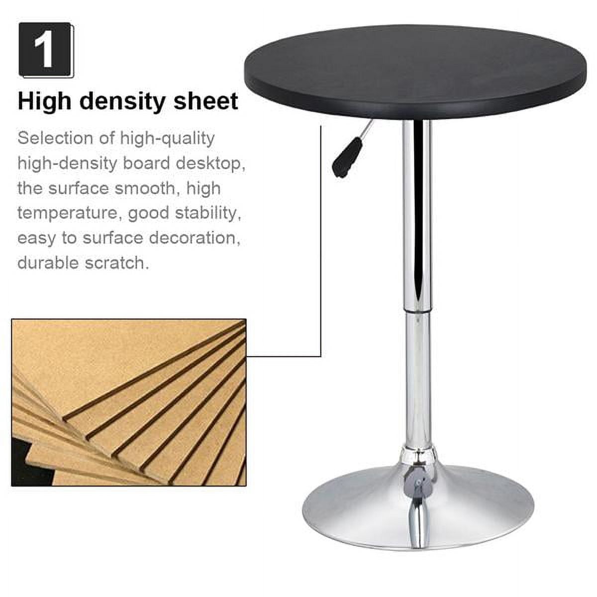 Alden Design Adjustable Chrome Base Round Swivel Bar Table for Bistro Café, Black