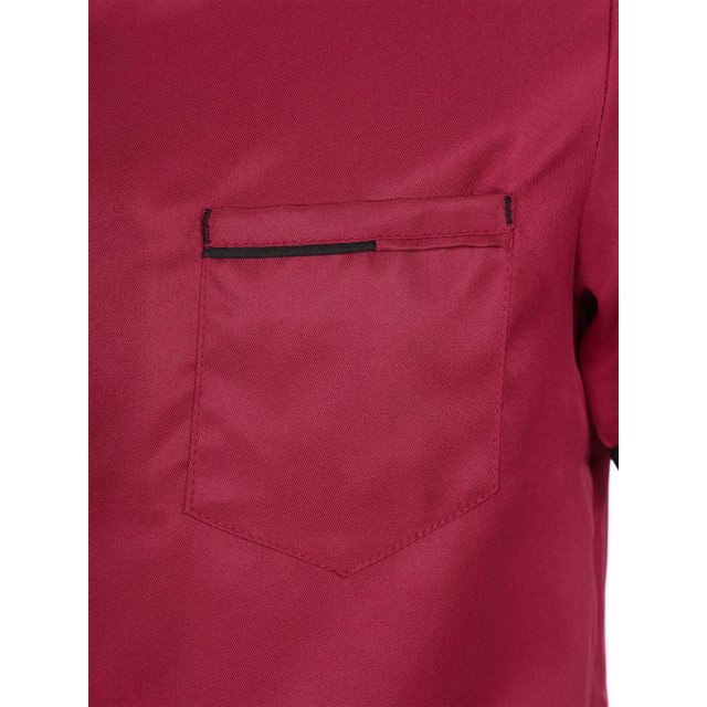 Runhomal Chef Coat Unisex Breathable Mesh Chef Jacket Contrast Color Uniform Professional Hotel Kitchen Cooking Coat Red L