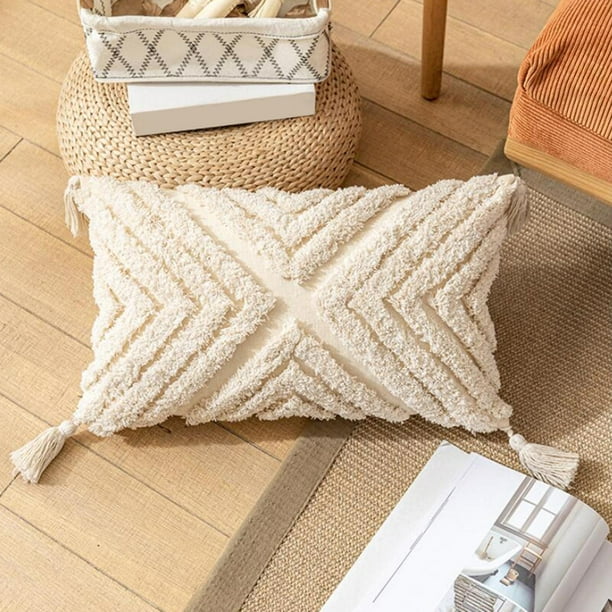 decorativas para cojines de sofá, de almohada de tiro bohemio, de almohada con borla copetuda para la silla del sofá de 1 Rectángulo BLESIY boho tiro fundas de almohada