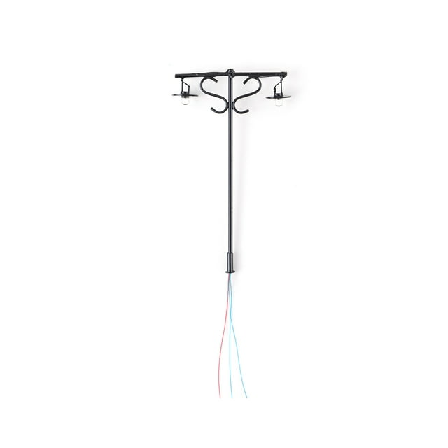 Youkk Lampes de Jardin Extérieures à Double Tête, Réverbère Miniature Miniature, Décorations de Rue, Noir (1:87) (Blanc)