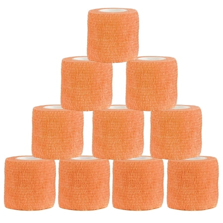 Tattoo Grip Tape, 10pcs 2.95"x 5Yards Disposable Cohesive Tattoo Grip Cover Elastic Bandage Handle Grip Tube for Tattoo Machine Tattoo Grip Accessories(Phosphor Orange)