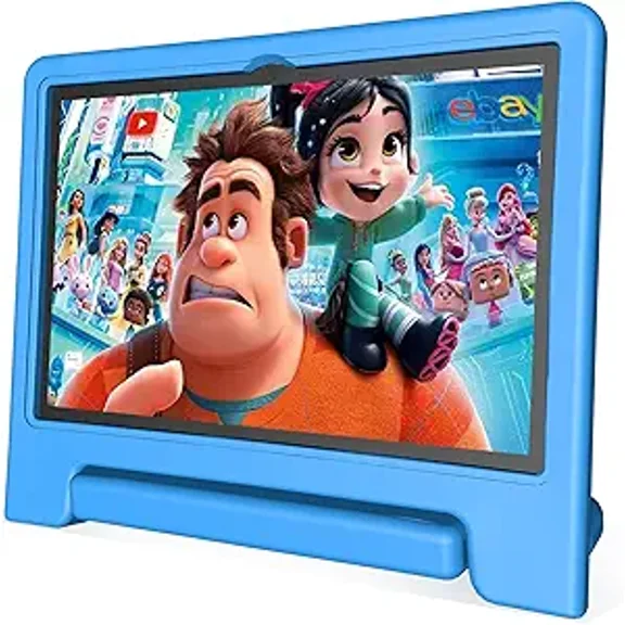 Easyonlife Kids Tablet 10.1" 64GB Android 14 Tablet for Kids Ages 3-12 with WiFi, Google Kids Space Parental Control APP Children Tablets with Case Blue