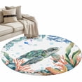 thumbnail image 2 of Sea Turtle Coastal Round Area Rug 4ft, Summer Nautical Starfish Coral Ocean Washable Non-Slip Circle Rugs for Bedroom Living Room Kitchen, Soft Non Shedding Circle Carpet for Dining Room Dorm, 2 of 9