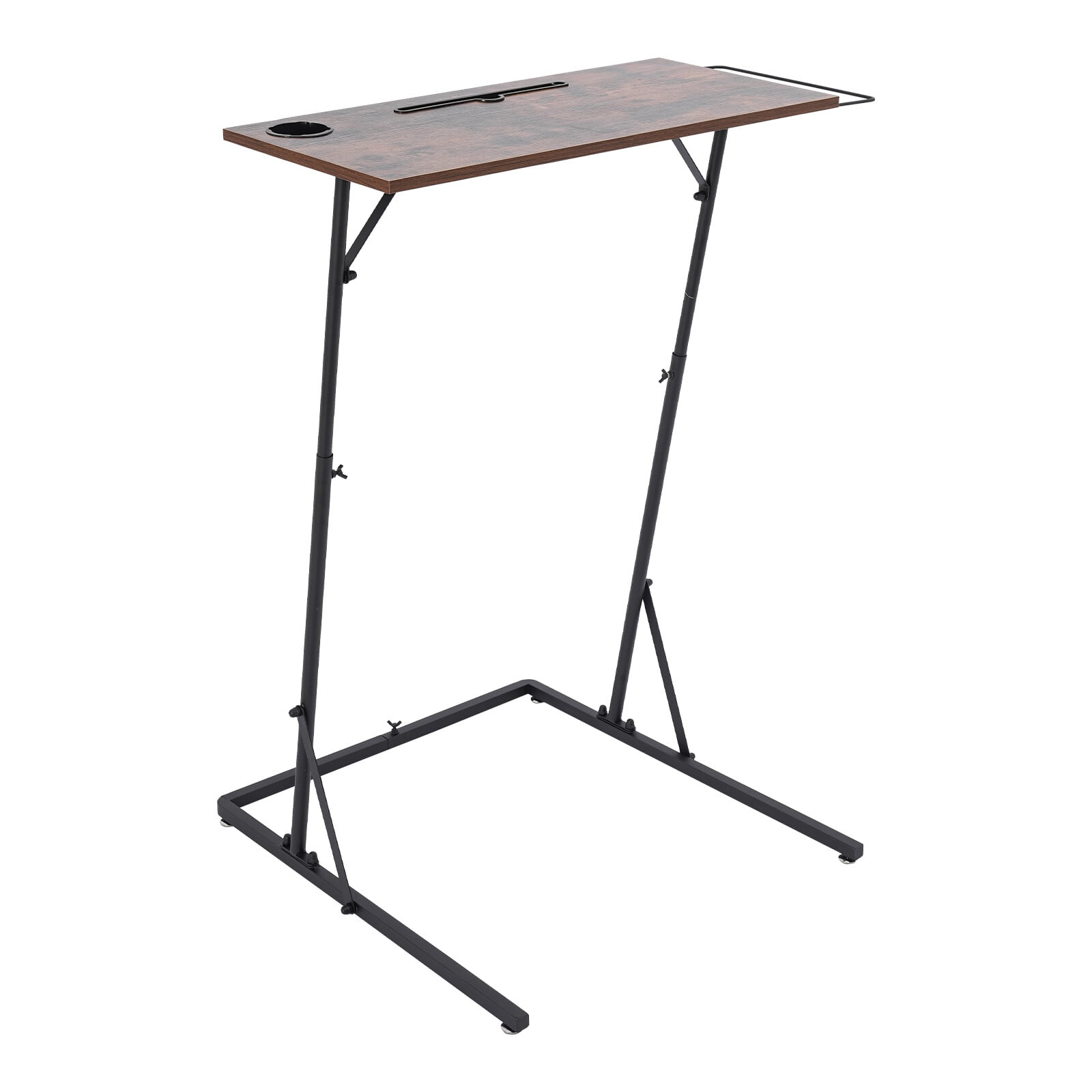 Black Indoor Cycling Desk - Adjustable Height Bike Trainer Fitness Desk, Standing Desk for Indoor Cycling and Bike Trainer with Cup Holder & Towel Rack
