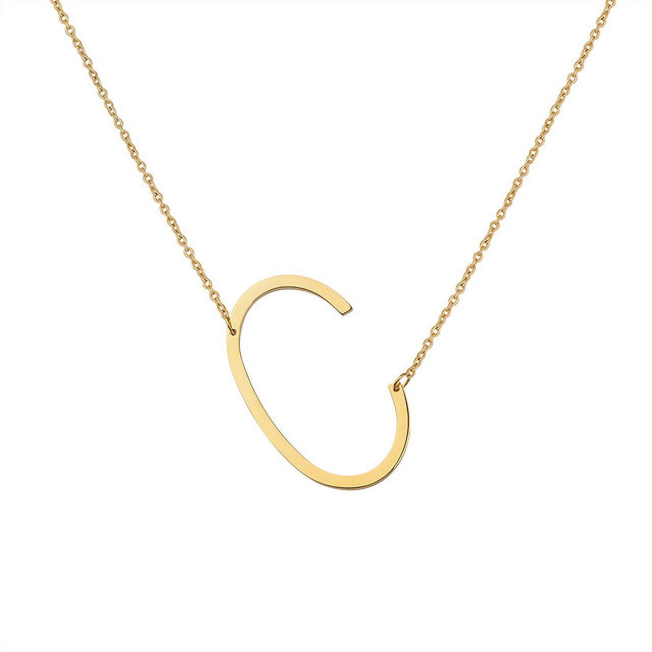 Personalized Initial Letter Necklace with Custom Engraving - Custom Initial Necklace - Oversized Letter Necklace - Sideways Initial Necklace for Women - Gift for Her - Jewelry Gift Set
