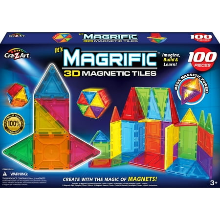 UPC 884920352506 product image for Cra-Z-Art Magrific 100 Piece Multicolor 3D Magnetic Tiles Set  Fun STEM Toy for  | upcitemdb.com