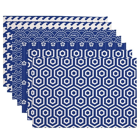 

HiMiss Kitchen Place Mats Indoor Outdoor Waterproof Reversible Linen Printed Placemats Table Mats for Dining Table