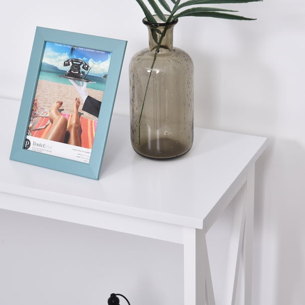 Miekor Furniture Farmhouse Style Console Table with 2 Drawer and Bottom