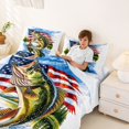thumbnail image 4 of Manfei Vintage Bass Fish Bed Sheets, Patriotic USA Flag Full Size Sheets, Green Red Blue Lake House Decor, Navy Reversible 4 Pieces (1 Flat Sheet, 1 Fitted Sheet and 2 Pillowcases), 4 of 6