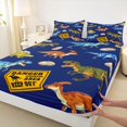thumbnail image 4 of Homewish Wild Dino Bed Sheets,Danger Area Keep Out Print Full Size Sheets,Navy,4pcs,1 Flat Sheet, 1 Fitted Sheet and 2 Pillowcases, 4 of 6