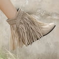 thumbnail image 5 of Mepaouo Women's Western Cowboy Cowgirl Boots Fringe Tassel Block Heel Ankle Boots Suede Riding Shoes, 5 of 7