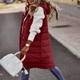 thumbnail image 2 of Erwazi Womens Puffer Vest Winter Hooded Sleeveless Button Long Puffy Jacket Warm Thick Quilted Coats with Pockets, 2 of 8