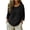 Black, variant on Cotton Linen T-shirts Women 3/4 Sleeve Crew Neck Gauze Tee Blouses Casual Summer Solid Color Tops Purple L