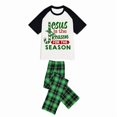 thumbnail image 5 of LuLiaMenton Matching Couples Christmas Pajamas The Reason Green Plaid Short Sleeve Long Pants Set, 5 of 5