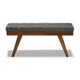 thumbnail image 2 of Baxton Studio Alona Mid-Century Modern Medium Grey Fabric Upholstered Wood Dining Bench, 2 of 5