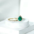 thumbnail image 3 of Rosec Jewels Womens 2.50 CT Created Emerald Solitaire Rings Set with Diamond, Teardrop Ring for Her, 14K Yellow Gold, US 4.50, 3 of 7