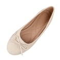 thumbnail image 3 of Women's Ballet Flats for Women Trendy Round Toe Bow Decor Faux Suede Slip On Shoes Comfortable Casual Dress Flats Spring Summer Fashion Plus Size Wide Width Black Shoes for Women, 3 of 9