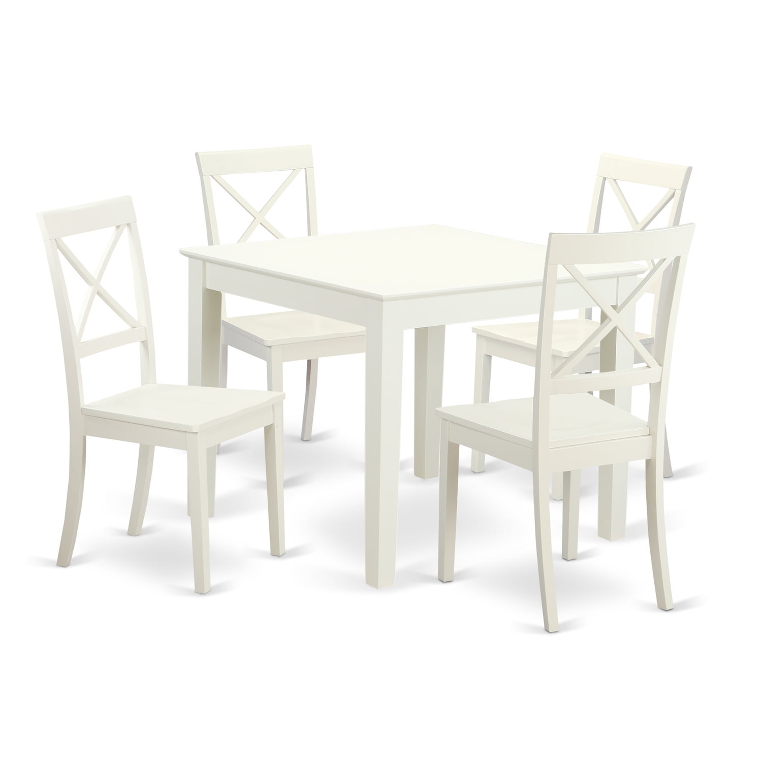 Square Kitchen Table And Wood Kitchen Dining Chairs-Finish:Linen White