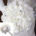 thumbnail image 3 of Still Pure-White Crystal Pearl Silk Roses Ramo de novia para dama de honor (18 cm 24 cm, blanco puro) Vhermosa SNFLD1792, 3 of 4
