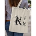 thumbnail image 2 of Smartprints Letter K Upper Lower Case Plants Tote Bag - Image by Shutterstock, One Size Cotton Canvas Tote Bag, 2 of 4