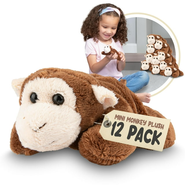 Bosque y duodécimo mini mono de peluche | Paquete de 12 animales de peluche Tiny Plushies a granel | Relleno de calcetines para niñas y niños Figuras de animales para regalos de fiesta Bolsas de regal