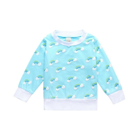 

Newborn Baby Fashion Rainbow Print Top Casual Long Sleeve Top for Kids Boys Girls