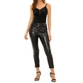 thumbnail image 2 of INSPIRE CHIC Women's Velvet Ruched Front Party Clubwear Tank Top L Black, 2 of 7