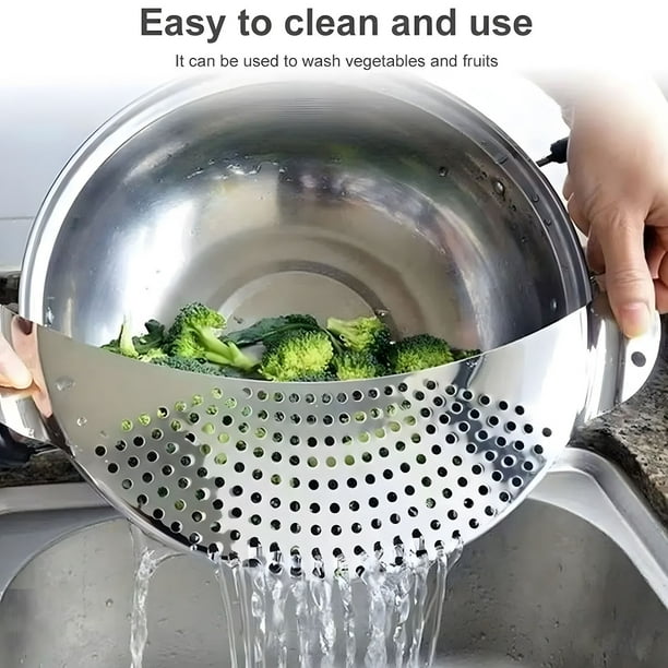 Labymos 1pc Kitchen Stainless Steel Pot Strainer, Hand Held Pot Drainer
