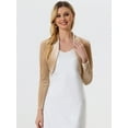 thumbnail image 3 of DARING DIVA Women's Velvet Open Front Cropped Bolero Cardigan M Champagne, 3 of 6
